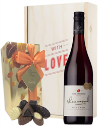 New Zealand Pinot Noir Red Wine Wine  Valentines Wine and Chocolate Gift Box
